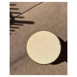 Mid-Century Round Cream Side Table with Gold Trim