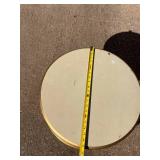 Mid-Century Round Cream Side Table with Gold Trim