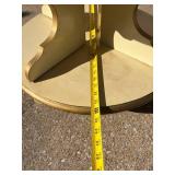 Mid-Century Round Cream Side Table with Gold Trim