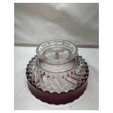 Ruby Red Rim Cut Glass Bowl