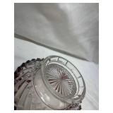 Ruby Red Rim Cut Glass Bowl