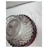 Ruby Red Rim Cut Glass Bowl