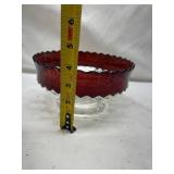 Ruby Red Rim Cut Glass Bowl