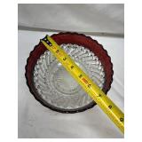 Ruby Red Rim Cut Glass Bowl