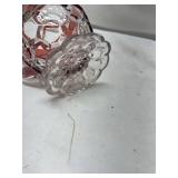 Ruby Red Glass Creamer with Etched Fern Design