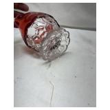 Ruby Red Glass Creamer with Etched Fern Design