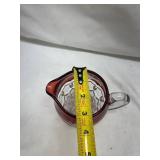 Ruby Red Glass Creamer with Etched Fern Design