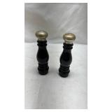 Avon Black Glass Salt and Pepper Shakers with Metal Tops