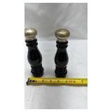 Avon Black Glass Salt and Pepper Shakers with Metal Tops