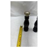 Avon Black Glass Salt and Pepper Shakers with Metal Tops