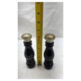 Avon Black Glass Salt and Pepper Shakers with Metal Tops