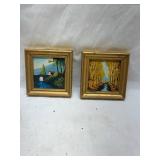 Mid-Century Abstract Landscape Oil Painting Set