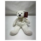 Plush White Polar Bear with Gold Ribbon