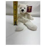 Plush White Polar Bear with Gold Ribbon