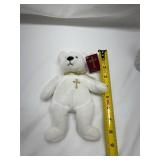 Plush White Polar Bear with Gold Ribbon