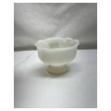 AVON Milk Glass Bowl with Pink Rose Design