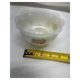 AVON Milk Glass Bowl with Pink Rose Design
