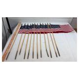 Set of Small American Stick Flags with Pointed Wooden Poles