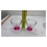 Red Bundt Pan and Pink Base Glass Dessert Cups Set