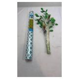 Decorative Paper Roll with Blue Quatrefoil Pattern