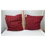 Decorative Throw Pillow Set - Red Pleated & Cherub Design