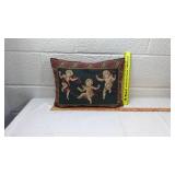 Decorative Throw Pillow Set - Red Pleated & Cherub Design