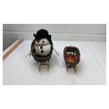 Christmas Snowman in Woven Sleigh Decoration
