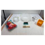 Mixed Lot - Display Stand, Storage Box, Brushes & Glass Bowls