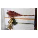 Holiday Floral Stems Set - Red Hydrangeas and Gold Accents