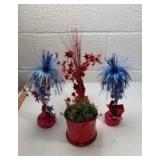 Patriotic Red Mercury Glass Bucket with Star Sprays
