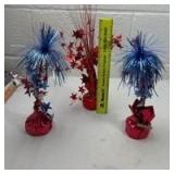 Patriotic Red Mercury Glass Bucket with Star Sprays