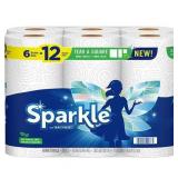 Sparkle Tear-A-Square Paper Towels  White  6 Double Rolls