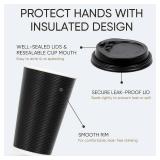 DAILYLIFE 16oz Insulated Black Disposable Coffee Cups with Lids- 100 Pack, To Go Coffee Cups for Hot Drinks, Leak Proof Design, Ideal for Cafes, Offices, Parties and Family