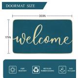 Blue Welcome Spring Door Mat, Summer Home Decor Indoor Outdoor Non-Slip Floor Mat for Entrance, Outside Entry, Patio 17x30 Inches TAN FLORAL