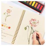Watercolor Workbooks, Beginner Watercolor Painting Kit  Water Coloring Book Paint Set Workbook with 12 Watercolor Paints & Brush (Type A)
