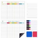 XKDOUS 3 Pcs Magnetic Chore Chart for Kids, Dry Erase Chore Chart for Teenager, 2 Pcs Large and 1 Pcs Small Chore Board, Includes 6 Extra Fine Point Markers and 2 Whiteboard Erasers