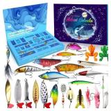 Fishing Advent Calendar 2025, 24 Days Countdown with Fishing Lures, Christmas Advent Calendar Gift for Fishers, Adult Men, Teen Boys, Christmas Advent Calendar 2025 Gift for Husband, Friend