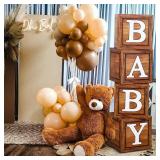 Vintage Bear Baby Shower Box for Newborn Baby Girl Boy Kids Classic Bear 1st Party Decorations Theme Boxes Block Supplies for Baby First Birthday Cake Smash Favor