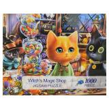 Halloween Puzzle for Adults 1000 Pieces, Cat and Witch Magic Shop Jigsaw Puzzle with Letters on Back with Pumpkin Candy Spooky Decor for Halloween Party, Family Night (27.5" x 19.7")