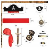 GZ-LAOPAITOU 8 Pcs Pirate Accessories Set Kids Captain Role Play Pirate Costume Accessories Halloween Cosplay, Black