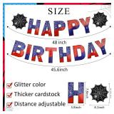 Happy Birthday Banner for Boys Spider Theme Birthday Decorations Decor, Happy Birthday Party Supplies (2)