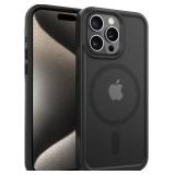ArtsEvo Strong Magnetic for iPhone 15 Pro Max Case, Compatible with MagSafe, 360  Military-Grade Protection, Slim Translucent Matte Phone Case, Black