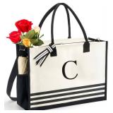 Personalized Initial Monogrammed Canvas Tote Bags, Gifts for Women Teachers Birthday Graduation Beach - Letter X