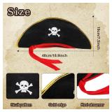 Sintege 5 Pcs Pirate Costume Set with Pirate T-Shirt,Hat, Eye Patch Earrings,Knife for Halloween Masquerade Cosplay