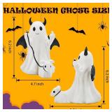 Ghost Walking Dog Statue Decor with LED, Halloween Spooky Ghost Dog Resin Figurine,Cute Light-Up Finger Ghost Decorations for Party, Home, Bedroom, Shelf, Table Centerpiece (Boy)