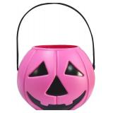 Pink Pumpkin Bucket 7.0" Halloween Plastic Trick or Treat Bucket Candy Bowl for Halloween Party Favors Supplies Props