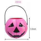 Pink Pumpkin Bucket 7.0" Halloween Plastic Trick or Treat Bucket Candy Bowl for Halloween Party Favors Supplies Props