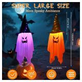 2PCS Halloween Decorations, 42"x14" Glowing Ghost Outdoor/Indoor Lights with 8 Lighting Modes, Waterproof Battery Case for Garden, Yard, Haunted Halloween Party (Large Standing Ghost)