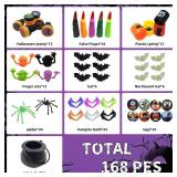 168 PCS Halloween Party Favors 24 Pack Prefilled Small Plastic Witch Cauldron Toys in Bulk Halloween Prizes Gifts Miniatures for Kids Trick or Treat,Halloween Miniatures Novelty Toys