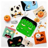 Halloween Party Supplies Kit for 24 Guests - Halloween Design with Disposable Dinner & Dessert Plates, Napkins, Cups, Tablecloth, and Banner -for Birthday Party Decorations
